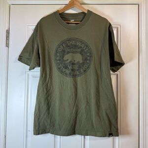 VANS OFF THE WALL GRAPHIC T SHIRT - Olive Green w/ California Bear Graphics Sz L